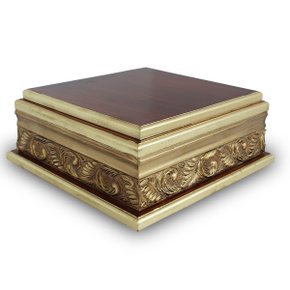 Base de Madeira para Imagem Marrom e Dourado - 15 cm x 37 cm