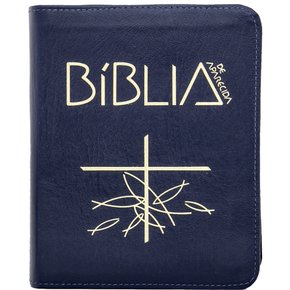 Biblia Sagrada de Aparecida Zíper Azul M