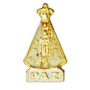 12 unid - Boton Nossa Senhora Aparecida Branco Paz