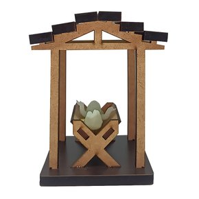 Cabana em MDF com Menino Jesus em Resina Fosforescente na Manjedoura