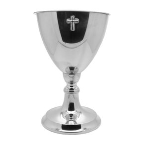 Cálice Estanho Prata Coluna Torneada 18 cm x 12,5 cm