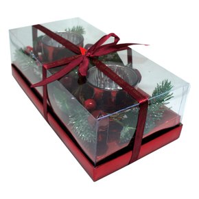 Candelabro com Arranjos de Natal Conjunto com Dois Vermelho