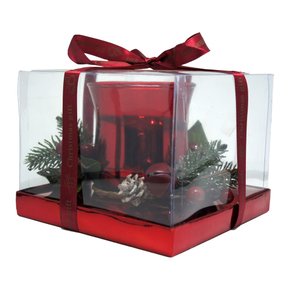 Candelabro Com Arranjos De Natal Vermelho 12cm