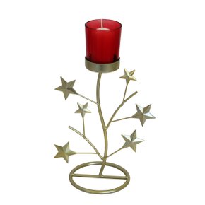 Candelabro Natalino 1 Copo Vermelho com Vela - 27 cm