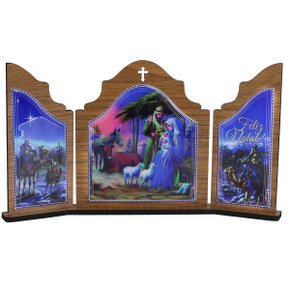 Capela Aberta Natal Estrelado MDF 17 cm x 29 cm