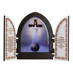 Capela com Porta Mdf Nossa Senhora Todos Os Povos - 18 cm X 26 cm