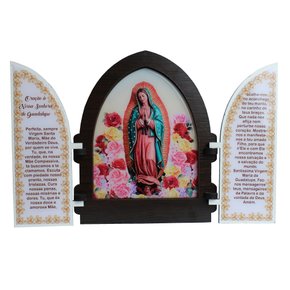 Capela com Porta MDF Nossa Senhora Guadalupe - 18 cm x 15 cm