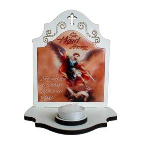 Capela com Vela São Miguel Arcanjo em MDF - 17 cm x  14 cm 