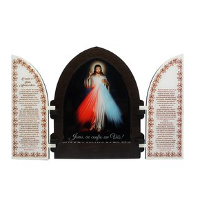 Capela com Portas Resinado Jesus Misericordioso - 18 cm x 26 cm