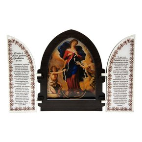 Capela com Portas Resinado Nossa Senhora Desatadora Dos Nos - 18 Cm X 26 Cm