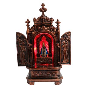 Capela Metal de Nossa Senhora Aparecida Luz Vermelha - 19 cm