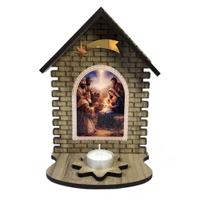 Capela da Sagrada Família Estrela de Davi Porta Vela - 23 cm x 15 cm