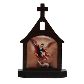 Capelinha de Mesa MDF de Arcanjo São Miguel - 7 cm