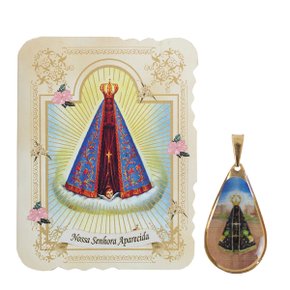 Cartão Lembrança Nossa Senhora Aparecida Medalha Velcro