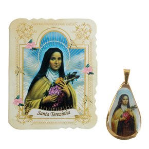 Cartão Lembrança Santa Teresinha Medalha Velcro