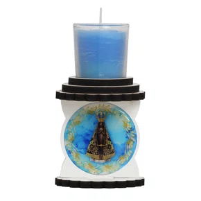 Castiçal Vela Copo Nossa Senhora Aparecida 10 cm