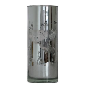 Castiçal Vidro Prata - 30 cm X 12 cm