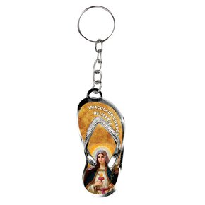 12 Unid - Chaveiro Chapa Chinelo Imaculado Coração de Maria