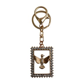 Chaveiro Mosquete Divino Espírito Santo Dourado com Strass