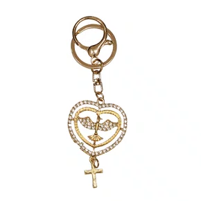 Chaveiro Divino Espírito Santo Coração Dourado