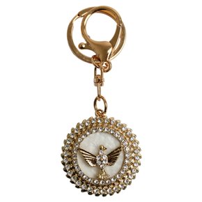 Chaveiro Divino Espírito Santo Mosquete Dourado Redondo