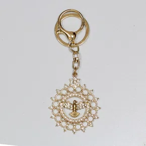 Chaveiro Divino Espírito Santo Redondo Dourado