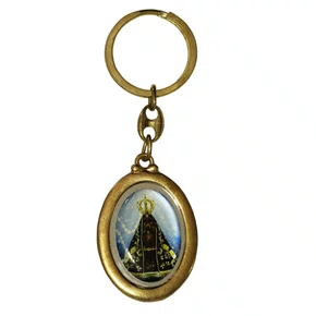 Chaveiro Espelhado Dourado de Nossa Senhora Aparecida