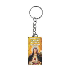 12 Unid - Chaveiro Chapa Retangular Imaculado Coração de Maria 
