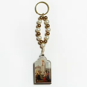 Chaveiro Madeira de Nossa Senhora de Fátima Contas