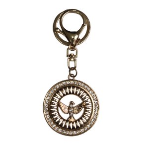 Chaveiro Mosquete Redondo Dourado Divino Espírito Santo Strass