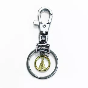 Chaveiro Mosquete de Nossa Senhora Aparecida Redondo Dourado Inox