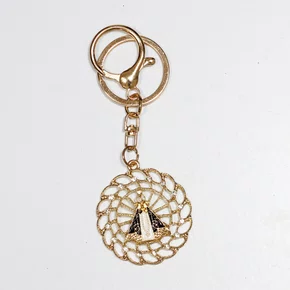 Chaveiro Nossa Senhora Aparecida Redondo Dourado