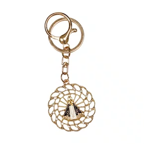 Chaveiro Nossa Senhora Aparecida Redondo Dourado