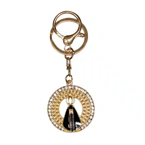 Chaveiro Nossa Senhora Aparecida Redondo Dourado e Preto