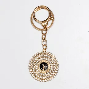 Chaveiro Nossa Senhora Aparecida Redondo Dourado e Preto