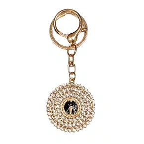 Chaveiro Nossa Senhora Aparecida Redondo Dourado e Preto