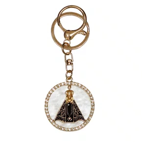 Chaveiro Nossa Senhora Aparecida Redondo Dourado Strass