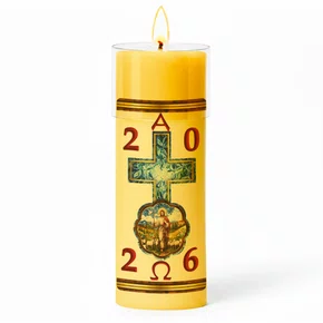 Círio Pascal Adesivado Bom Pastor 2026 - 20 X 7 cm Amarelo