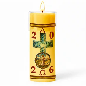 Círio Pascal Adesivado Bom Pastor 2026 - 30 X 9 cm Amarelo