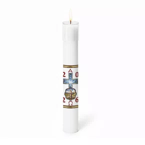 Círio Pascal Adesivado Bom Pastor 2026 - 50 X 7 cm Branco