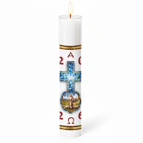 Círio Pascal Adesivado Bom Pastor 2026 - 50 X 9 cm Branco
