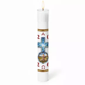 Círio Pascal Adesivado Bom Pastor 2026 - 75 X 9 cm Branco