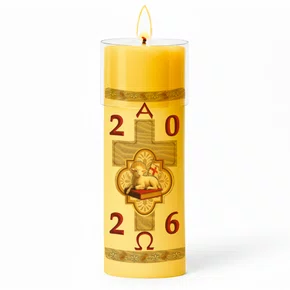 Círio Pascal Adesivado Cordeiro Marfim 2026 - 20 X 7 cm Amarelo