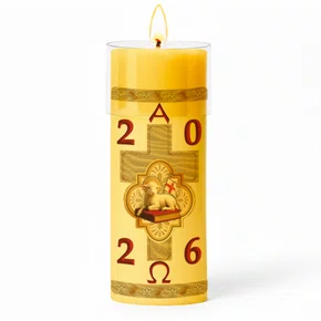 Círio Pascal Adesivado Cordeiro Marfim 2026 - 30 X 9 cm Amarelo