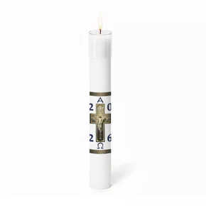 Círio Pascal Adesivado Cristo Ressuscitado 2026 - 50 X 7 cm Branco