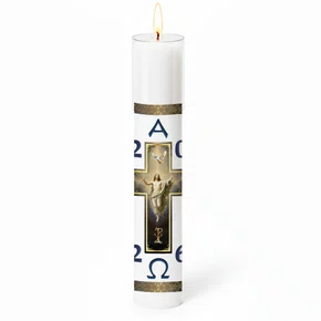 Círio Pascal Adesivado Cristo Ressuscitado 2026 - 50 X 9 cm Branco