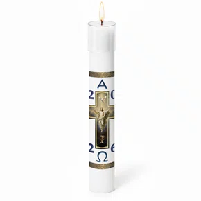Círio Pascal Adesivado Cristo Ressuscitado 2026 - 75 X 9 cm Branco