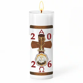 Círio Pascal Adesivado Pelicano 2026 - 20 X 7 cm Branco