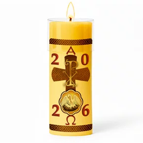 Círio Pascal Adesivado Pelicano 2026 - 30 X 9 cm Amarelo