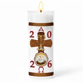 Círio Pascal Adesivado Pelicano 2026 - 30 X 9 cm Branco